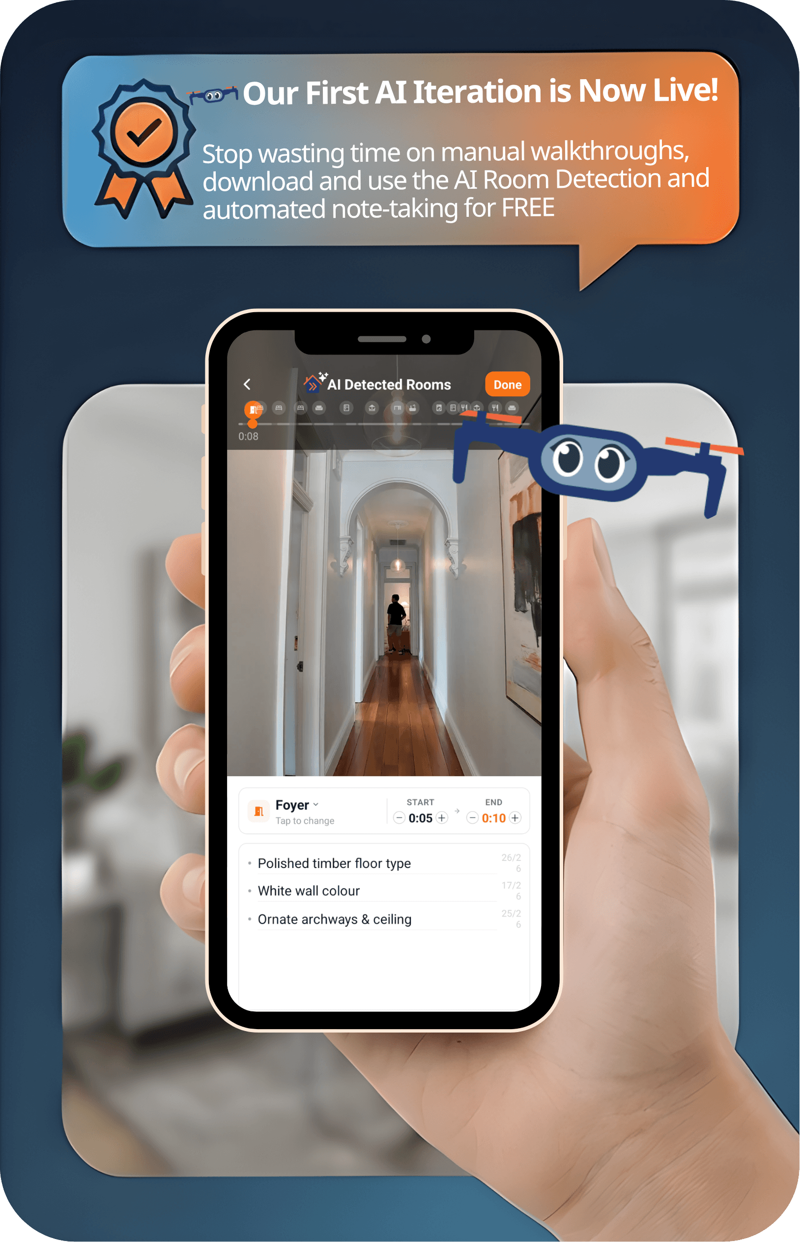 Inspected AI room detection and automated note-taking app preview